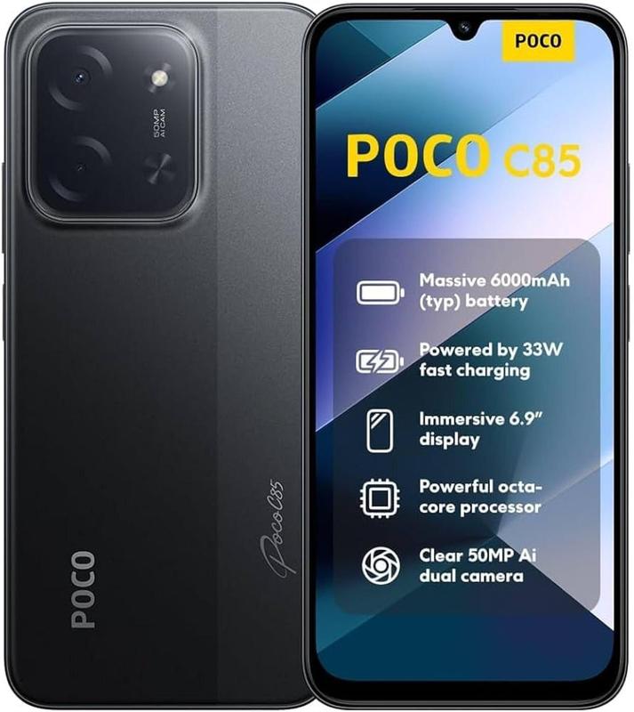 Celular POCO C85 Global 8GB RAM 256GB, Tela Grande 120Hz, Cor